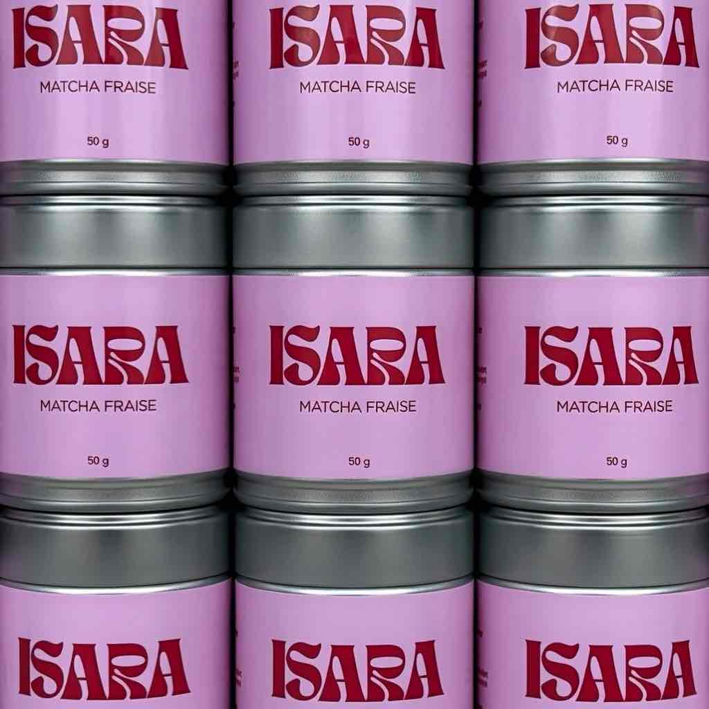 Collection de pots de matcha fraise ISARA 50g
