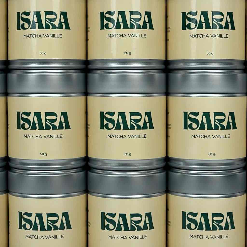 Collection de pots de matcha vanille ISARA 50g
