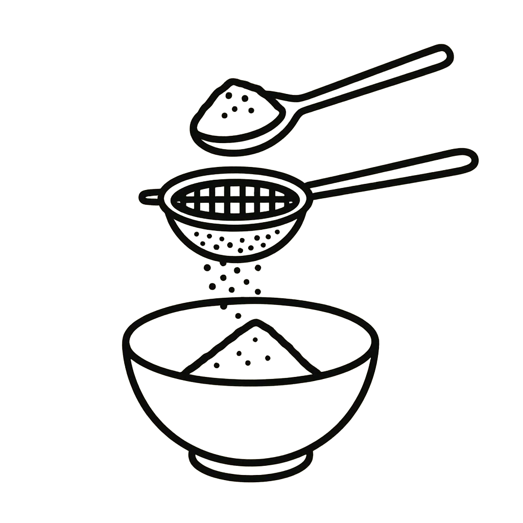 Étape 1 de la préparation du matcha : tamiser la poudre de matcha