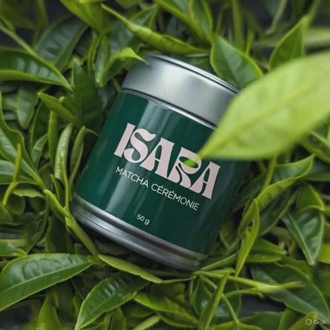 Matcha vanille ISARA avec feuilles de thé matcha